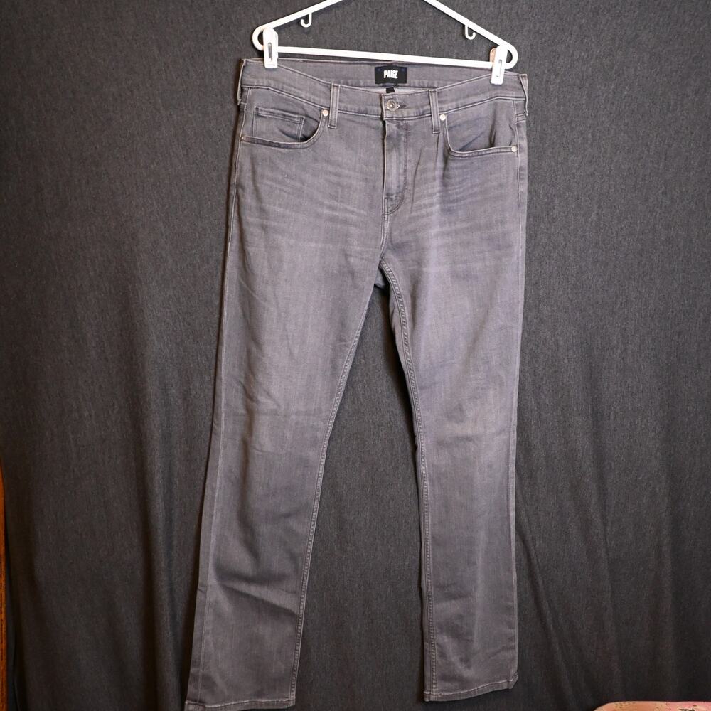Paige Men's 34 (34x31) Federal Slim Straight Fit Jeans Gray Distressed